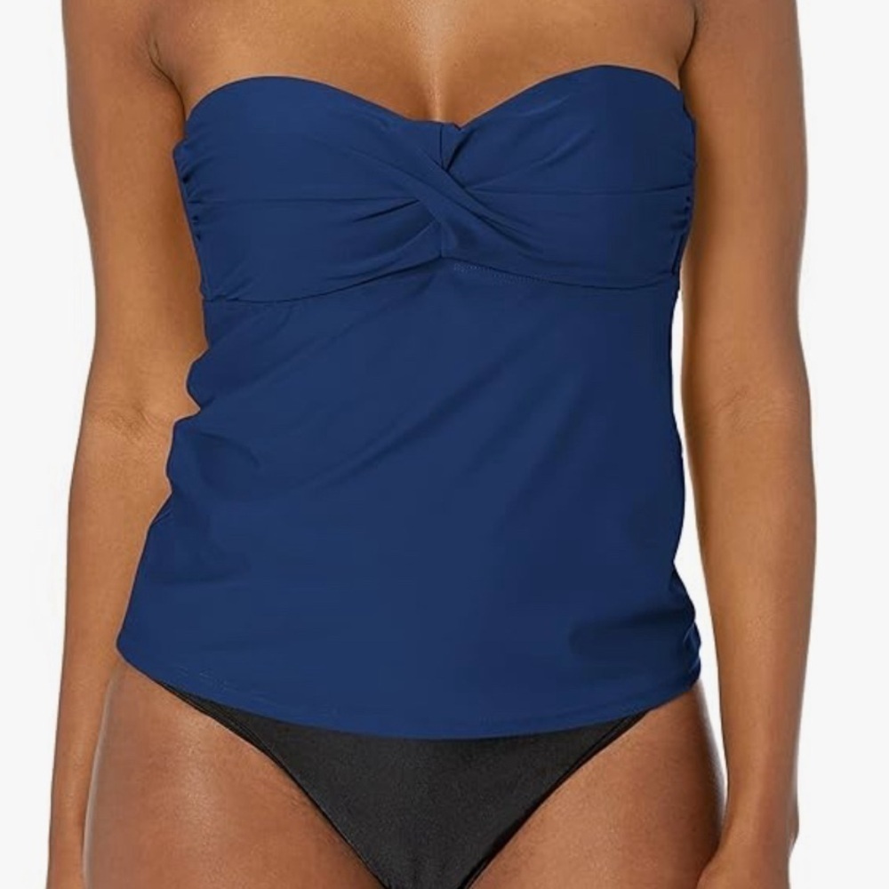 CATALINA TWIST FRONT BANDEAU TANKINI SWIMWEAR SIZE M NAVY - Picture 2 of 6